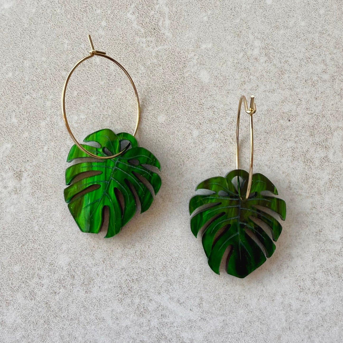 Monstera Leaf Hoop Earrings - Small