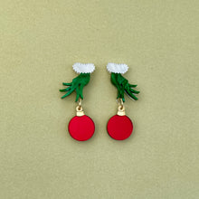 Load image into Gallery viewer, Preorder Grinch Bauble Earrings - Marble