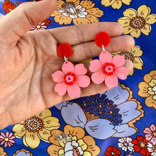 Load image into Gallery viewer, Vintage Flower Earrings - Red