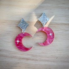 Load image into Gallery viewer, Crescent Moon Earrings - Pink