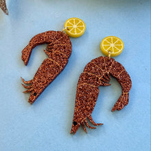 Load image into Gallery viewer, Prawn Statement Earrings - Bronze Glitter