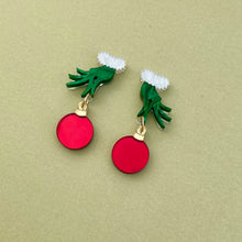 Load image into Gallery viewer, Preorder Grinch Bauble Earrings - Marble