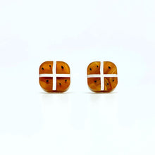 Load image into Gallery viewer, Hot Cross Bun Stud Earrings