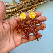 Load image into Gallery viewer, Prawn Statement Earrings - Bronze Glitter