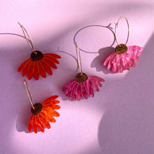 Load image into Gallery viewer, Echinacea hoop earrings
