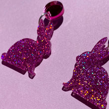 Load image into Gallery viewer, Bunny Glitter earrings - Magenta
