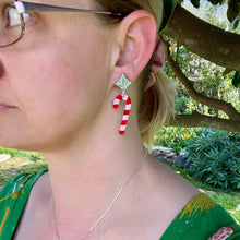 Load image into Gallery viewer, Strawberry Candy Cane Earrings