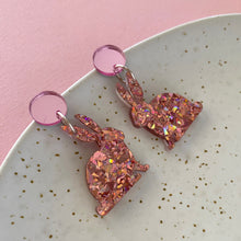 Load image into Gallery viewer, Bunny Glitter earrings - Pink