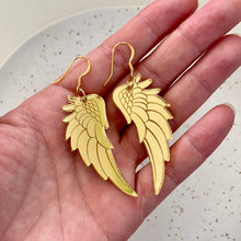 Load image into Gallery viewer, Angel Wing Drop Earrings - Gold Mirror