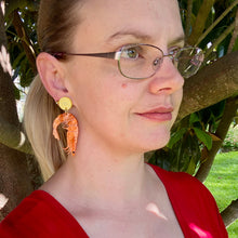 Load image into Gallery viewer, Prawn Statement Earrings - Pink Chunky Glitter
