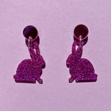 Load image into Gallery viewer, Bunny Glitter earrings - Magenta