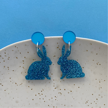 Load image into Gallery viewer, Bunny Glitter earrings - Blue