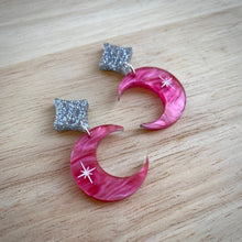Load image into Gallery viewer, Crescent Moon Earrings - Pink