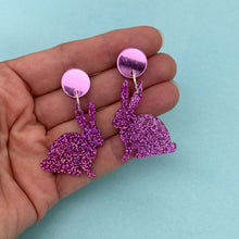 Load image into Gallery viewer, Bunny Glitter earrings - Magenta