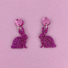 Load image into Gallery viewer, Bunny Glitter earrings - Magenta