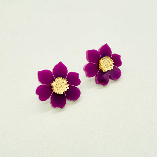 Cherry Blossom Stud Earrings - Fuchsia