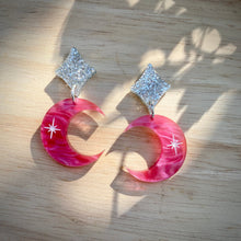 Load image into Gallery viewer, Crescent Moon Earrings - Pink