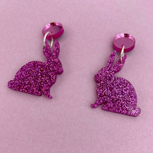 Load image into Gallery viewer, Bunny Glitter earrings - Magenta