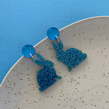 Load image into Gallery viewer, Bunny Glitter earrings - Blue