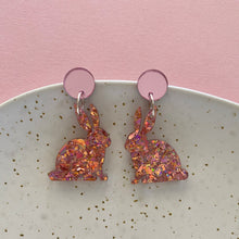 Load image into Gallery viewer, Bunny Glitter earrings - Pink