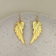 Load image into Gallery viewer, Angel Wing Drop Earrings - Gold Mirror