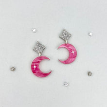 Load image into Gallery viewer, Crescent Moon Earrings - Pink