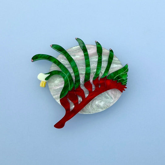 Red and Green Kangaroo Paw Brooch