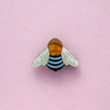 Load image into Gallery viewer, Blue Banded Bee Mini Brooch