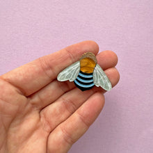 Load image into Gallery viewer, Blue Banded Bee Mini Brooch