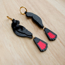 Load image into Gallery viewer, Red-Tailed Black Cockatoo Statement Earrings