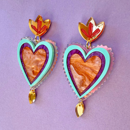 Mexican Style Heart Earrings