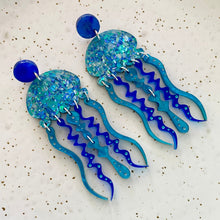 Load image into Gallery viewer, Giant Jellyfish Statement Earrings - Blues