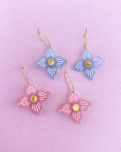 Load image into Gallery viewer, Flower Hoop earrings - Frosted Baby Blue