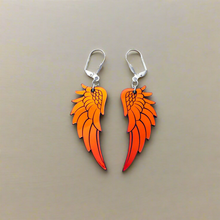 Load image into Gallery viewer, Angel Wing Drop Earrings - Black Iridescent