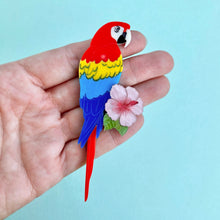 Load image into Gallery viewer, Sebastian the Scarlet Macaw Brooch
