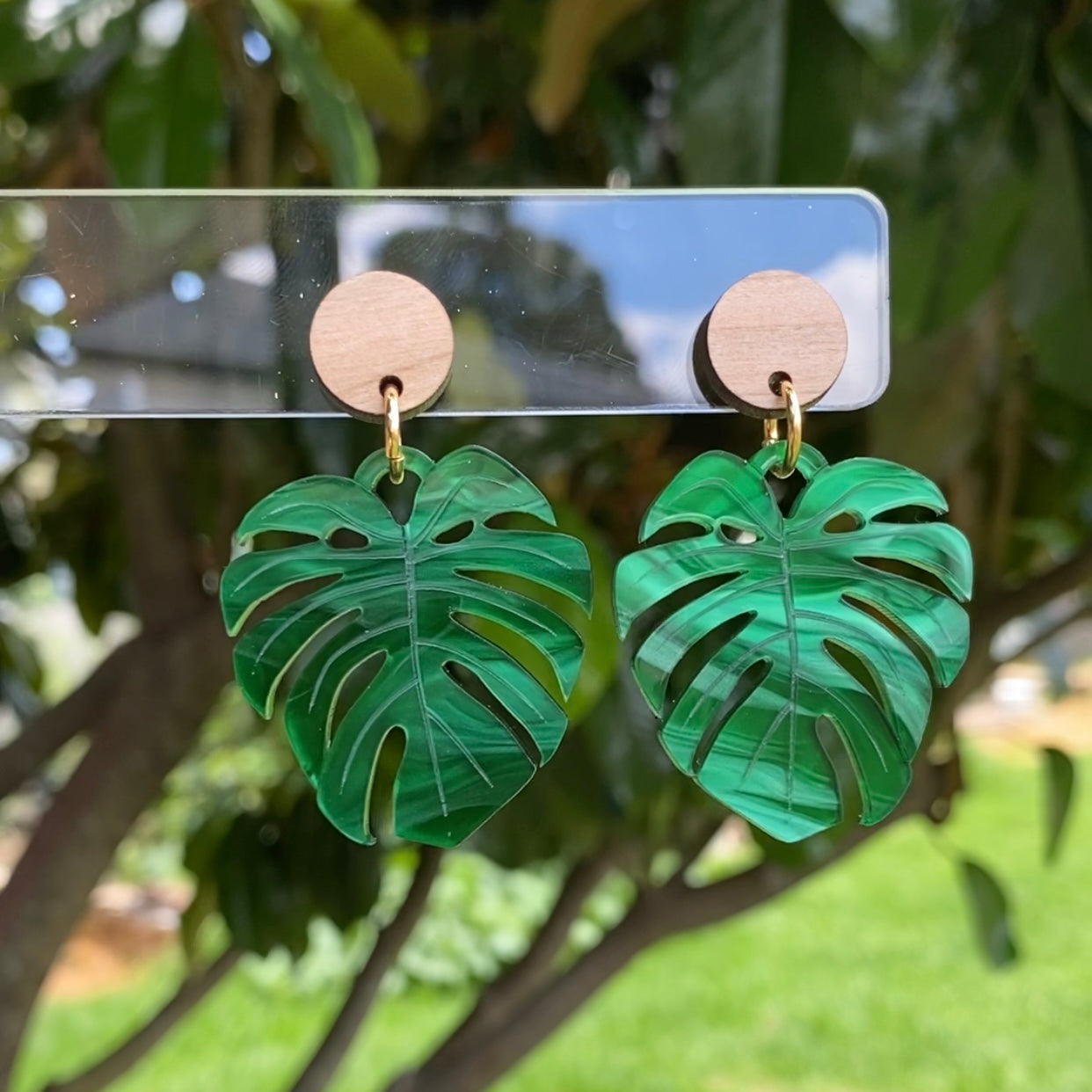 Monstera Leaf Earrings