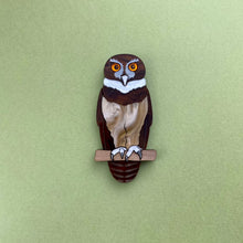 Load image into Gallery viewer, Soto the Spectacled Owl brooch
