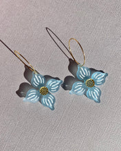 Load image into Gallery viewer, Flower Hoop earrings - Frosted Baby Blue
