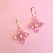 Load image into Gallery viewer, Flower Hoop earrings - Frosted Baby Pink