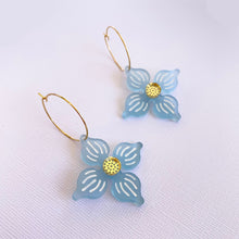 Load image into Gallery viewer, Flower Hoop earrings - Frosted Baby Blue