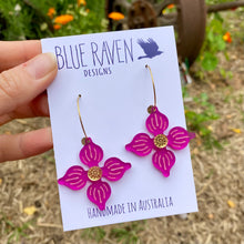 Load image into Gallery viewer, Flower Hoop earrings - Magenta