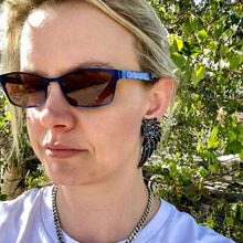 Load image into Gallery viewer, Angel Wing Statement Studs - Charcoal Chunky Glitter