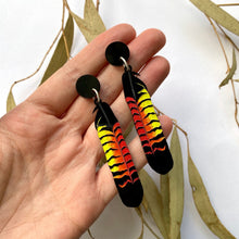 Load image into Gallery viewer, Black Cockatoo Feather earrings
