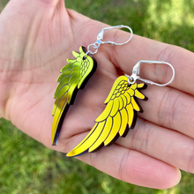 Load image into Gallery viewer, Angel Wing Drop Earrings - Black Iridescent