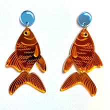Load image into Gallery viewer, Medium Goldfish earrings - Orange Mirror