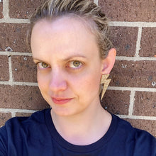 Load image into Gallery viewer, Lightening Bolt Studs - Gold Glitter