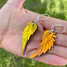 Load image into Gallery viewer, Angel Wing Drop Earrings - Black Iridescent