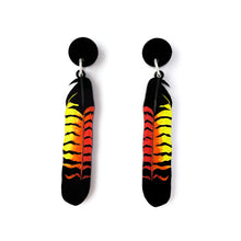 Load image into Gallery viewer, Black Cockatoo Feather earrings