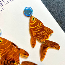 Load image into Gallery viewer, Medium Goldfish earrings - Orange Mirror