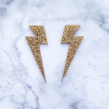 Load image into Gallery viewer, Lightening Bolt Studs - Gold Glitter